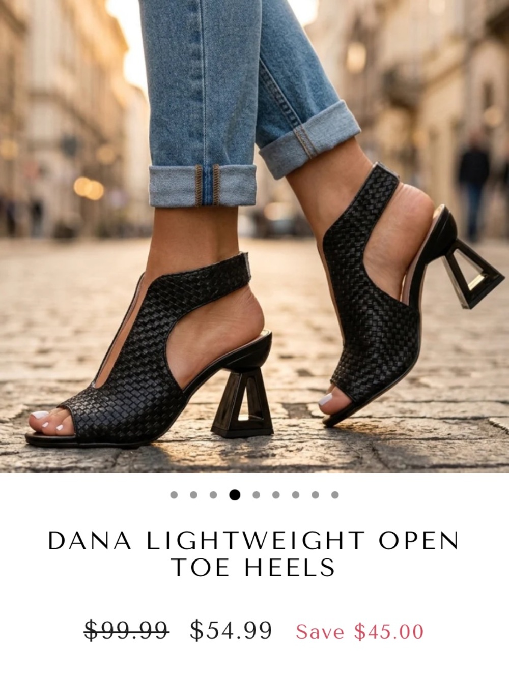 Black Woven “Dana” Triangle Heeled Sandal- Size 7.5 NWOT - Picture 8 of 9